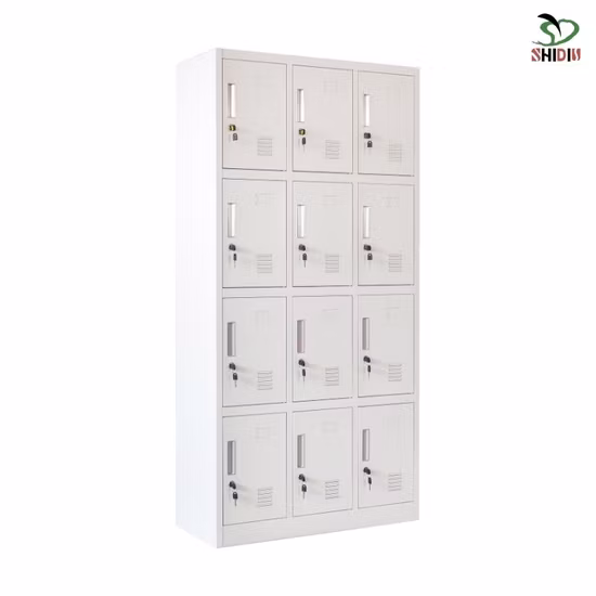 Casier d'école/bureau/salle de sport 12 portes casiers de rangement de vêtements en acier métallique pour le personnel